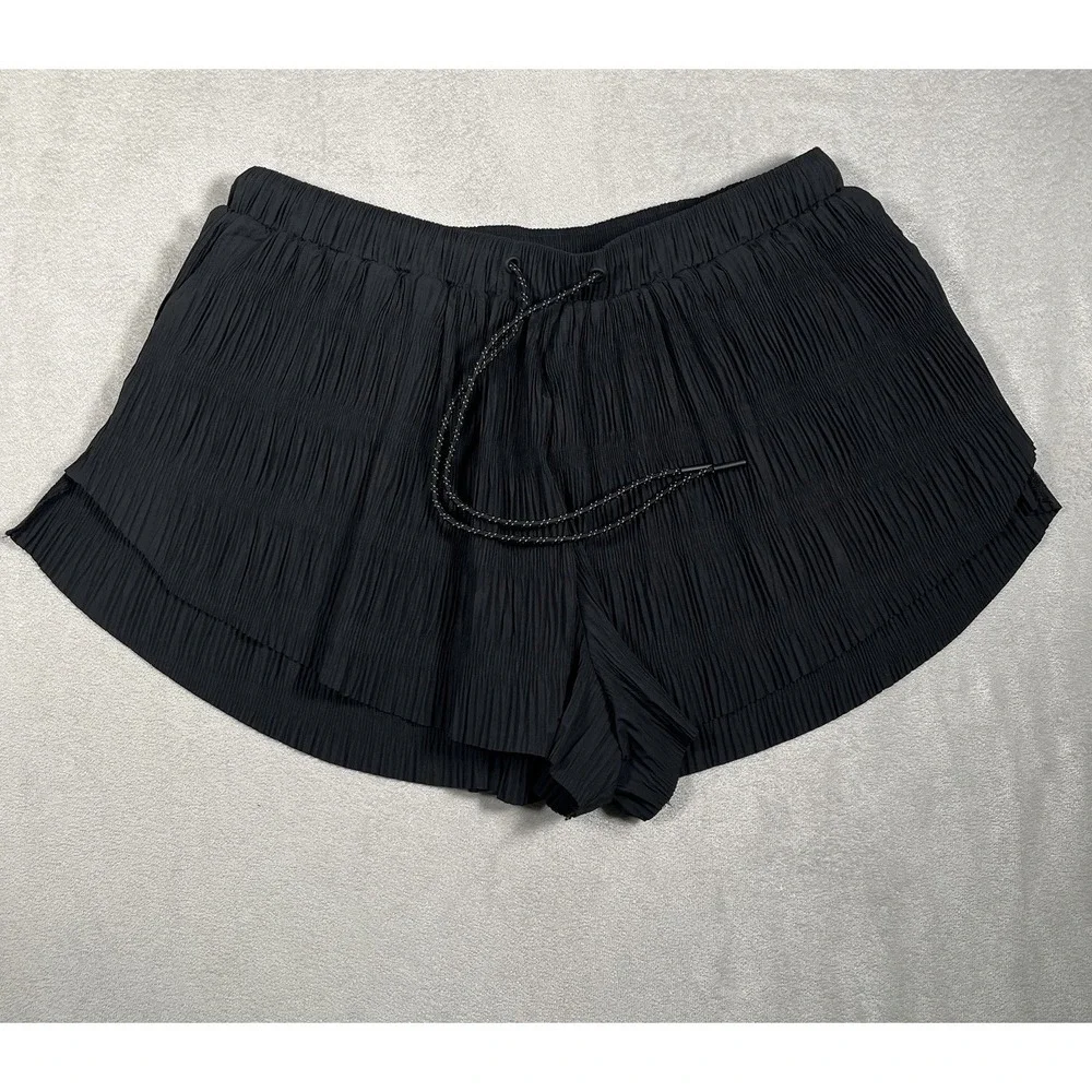 Free People‎ Movement Shirr Enough Shorts Women's M Pink/Black Drawstring Lined